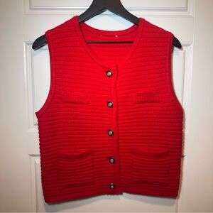 Red Button-Up Knit Vest women's size Medium